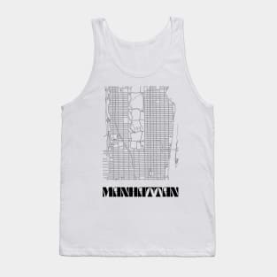 Retro Map of Manhattan, NYC Minimalist Line Drawing Tank Top